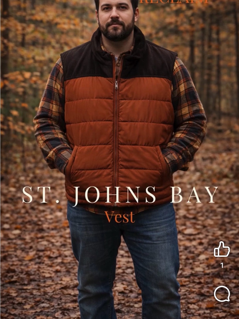 St. John's Bay Rust and Dark Brown Quilted Vest